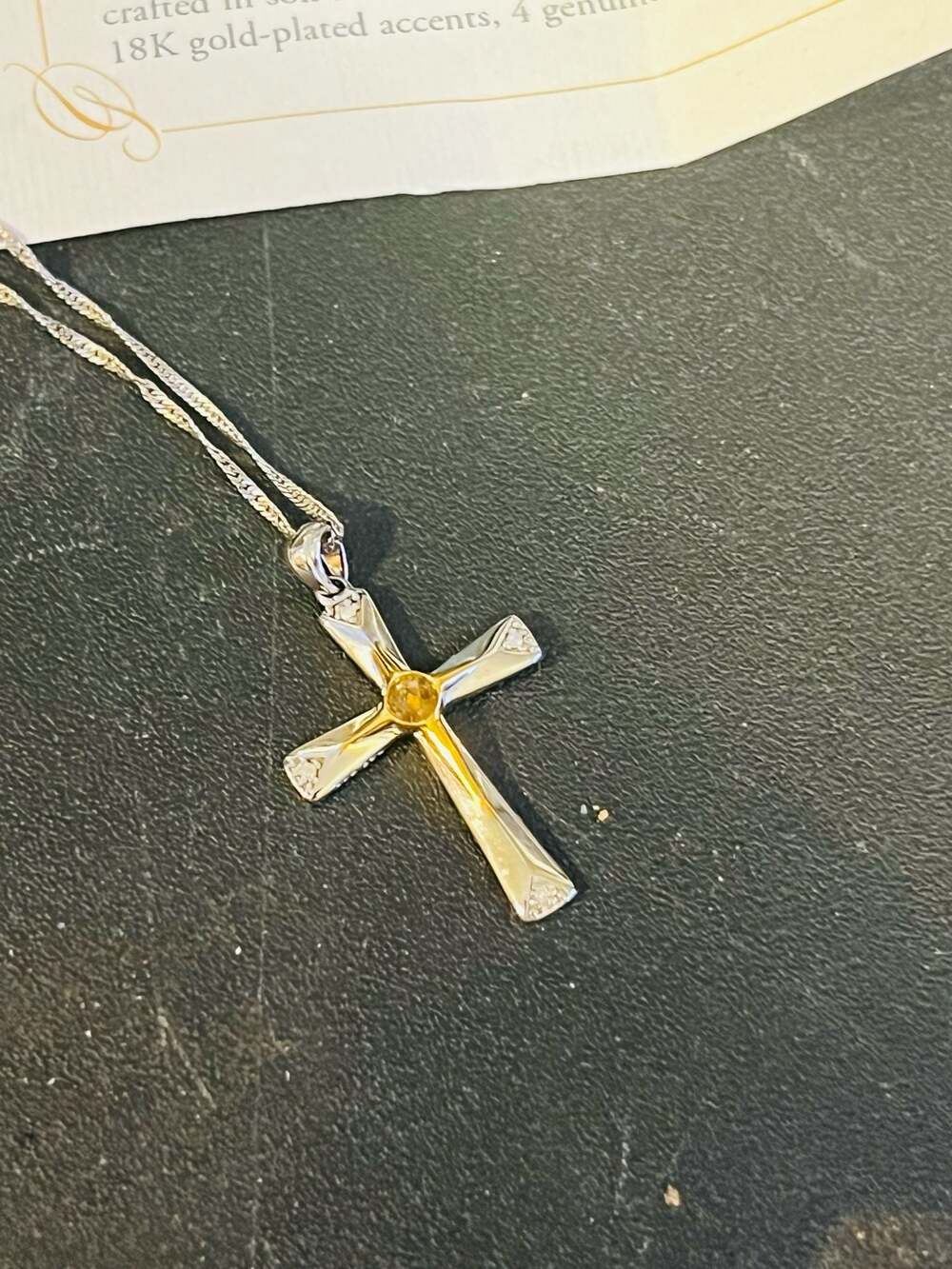 Bradford Exchange Grounded in Faith Holy Land Sand and Diamond Cross Necklace
